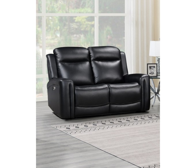 Katlyn Leather Power Reclining Loveseat - Black